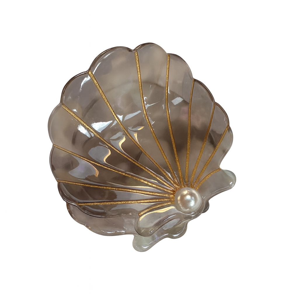 Schelp haarclip grijs/bruin
