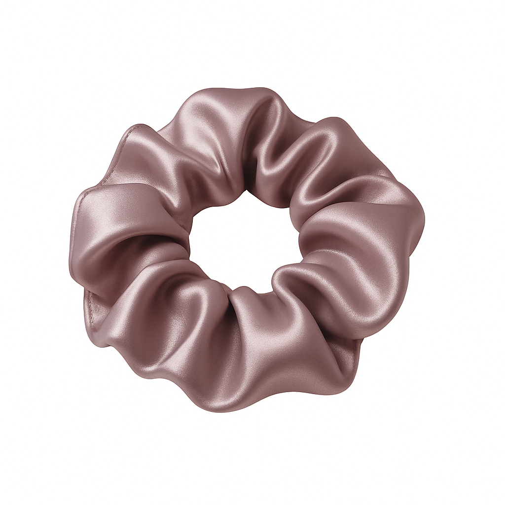 Vergrijsd paars satijn scrunchie