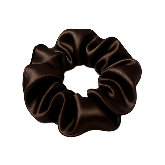 Chocolade bruin satijn scrunchie