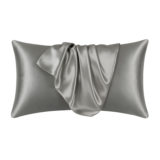 Donker grijs satijn kussensloop