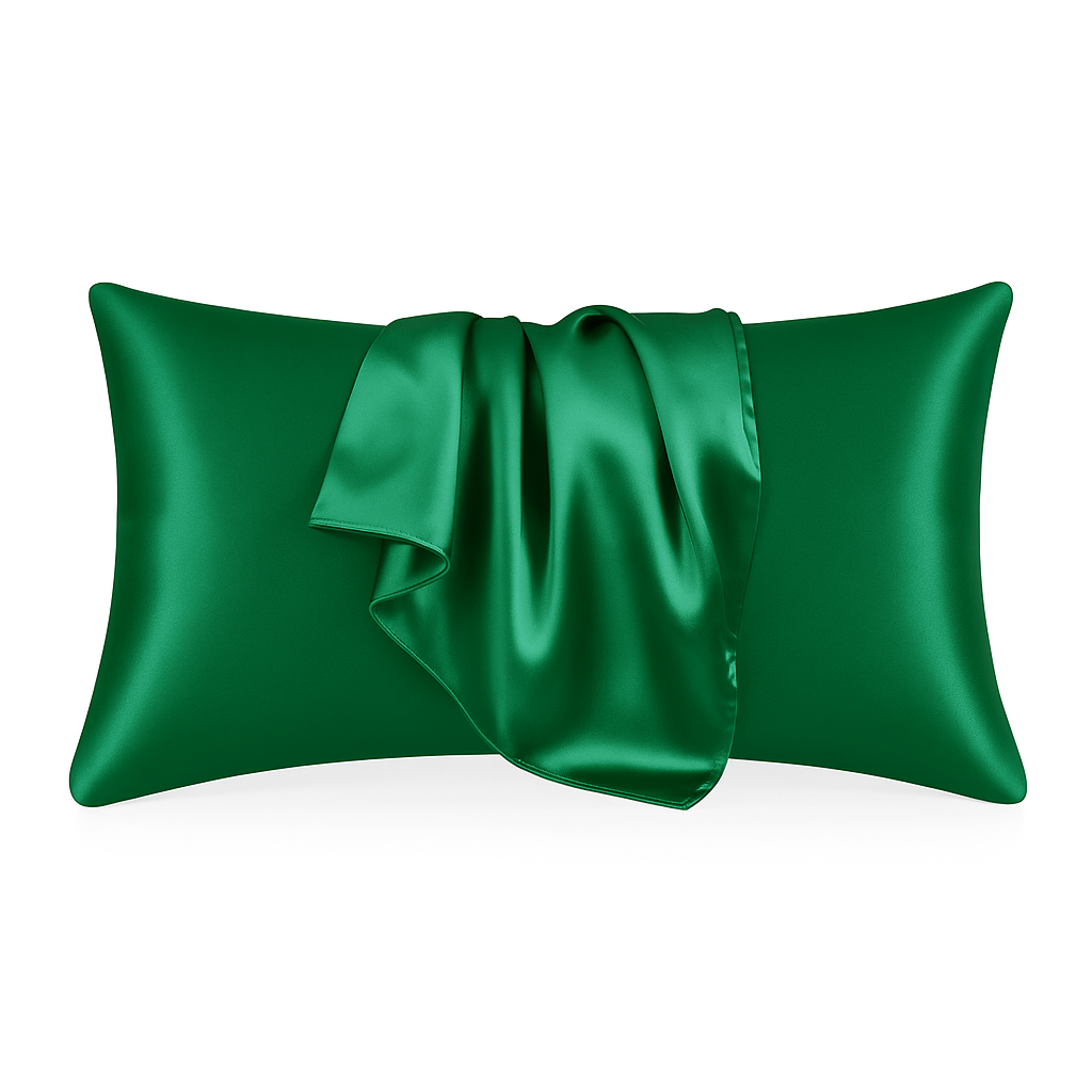 Groen satijn kussensloop