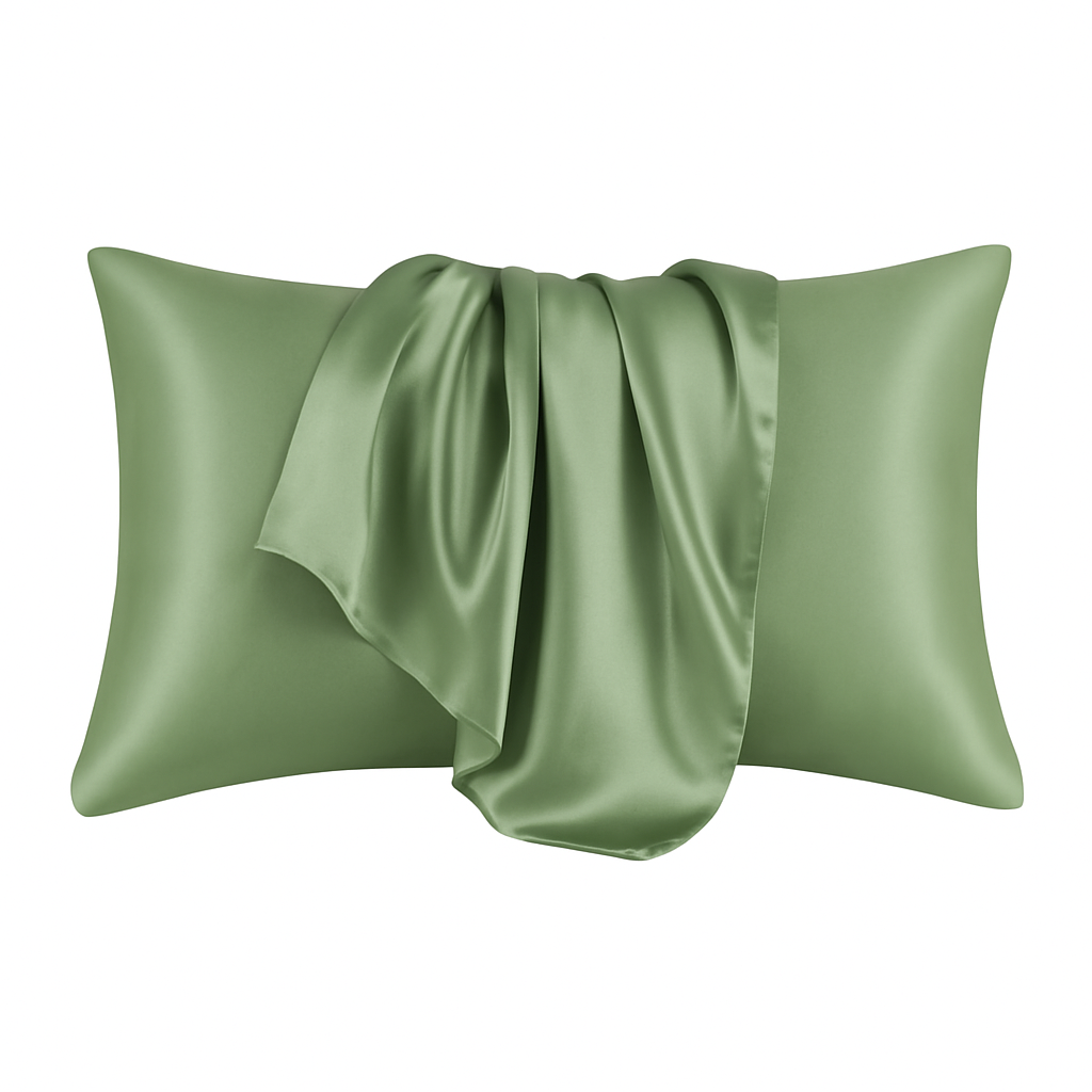 Mosgroen satijn kussensloop