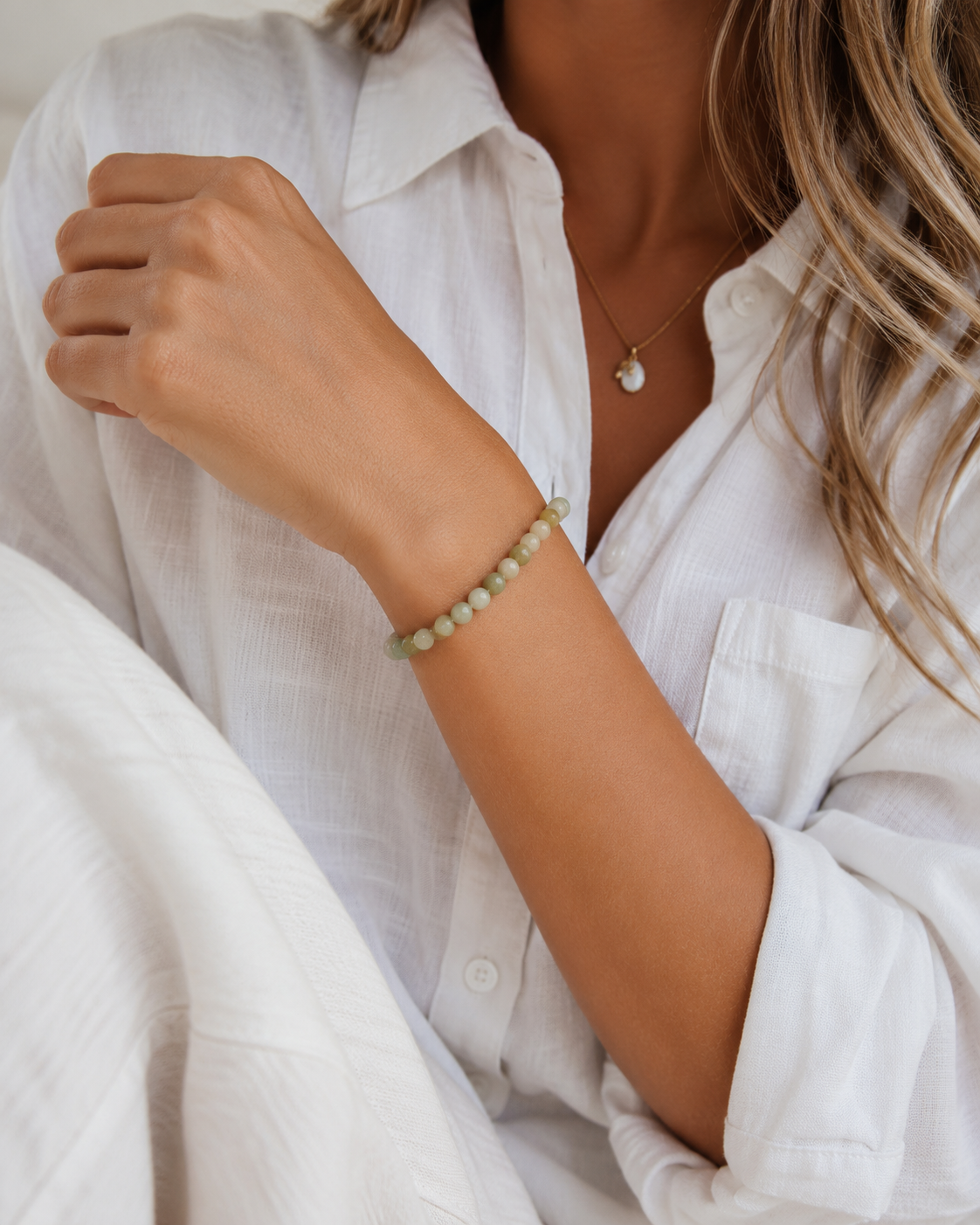 Olijf jade Armband