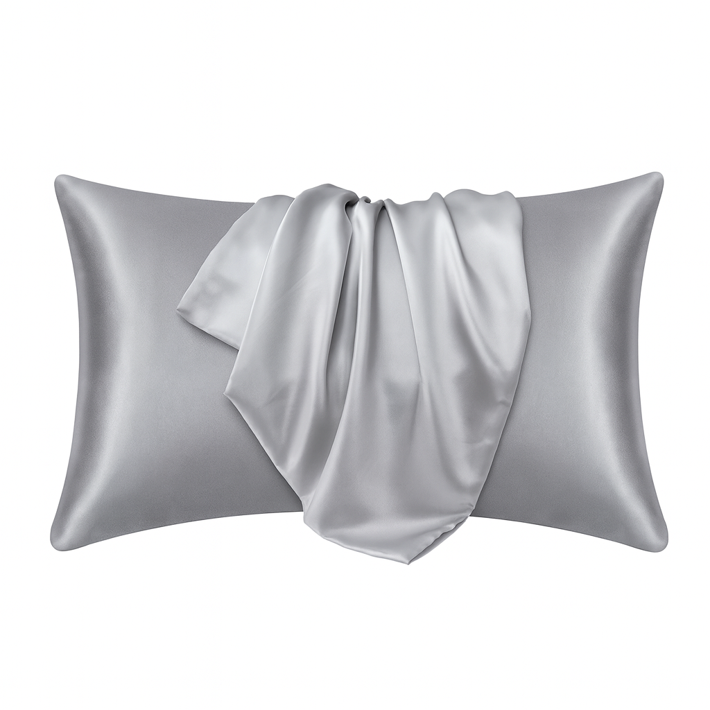 Grijs satijn kussensloop