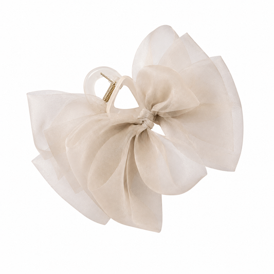 Organza bow clip beige