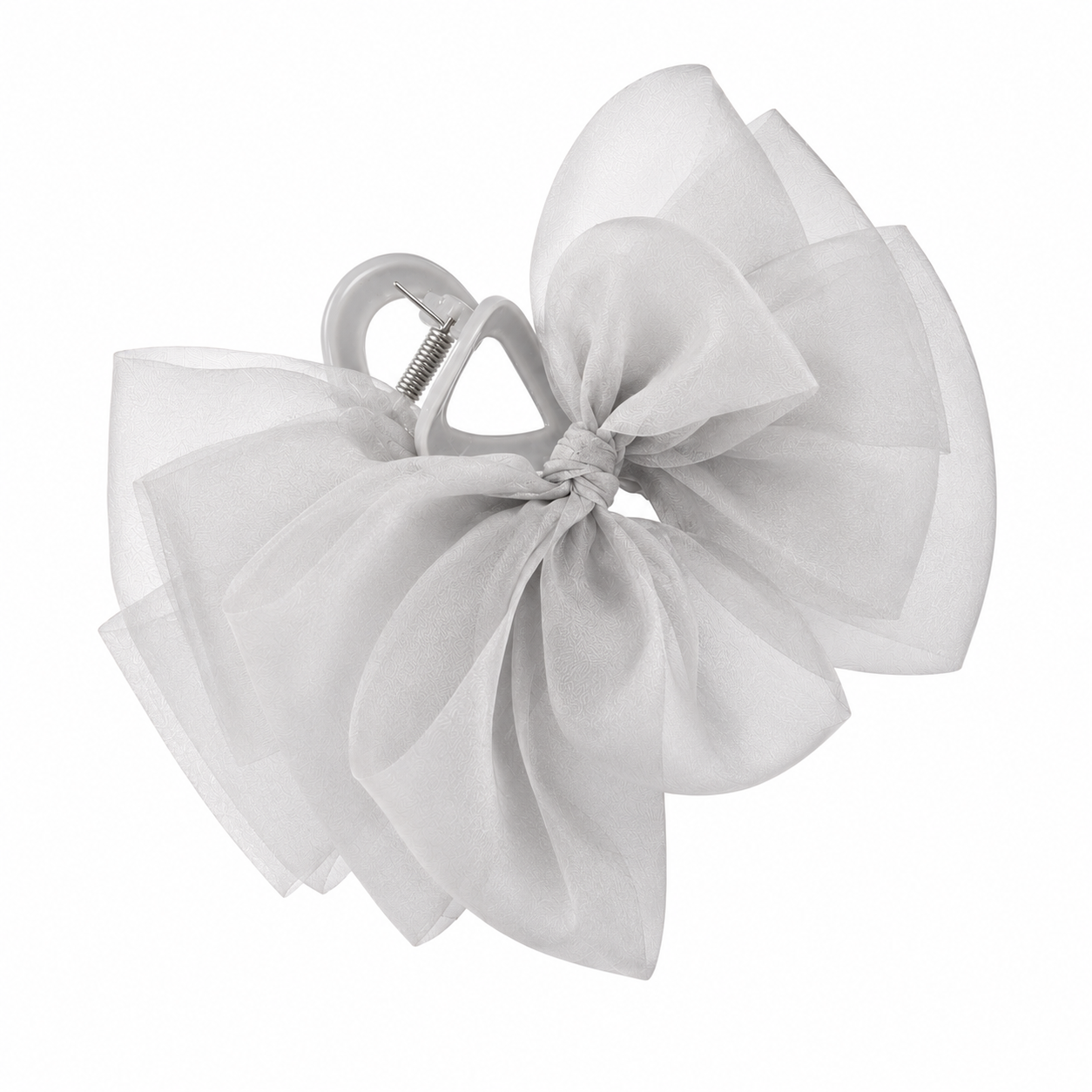 Organza bow clip grijs