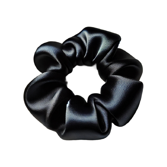 Zwarte satijn scrunchie