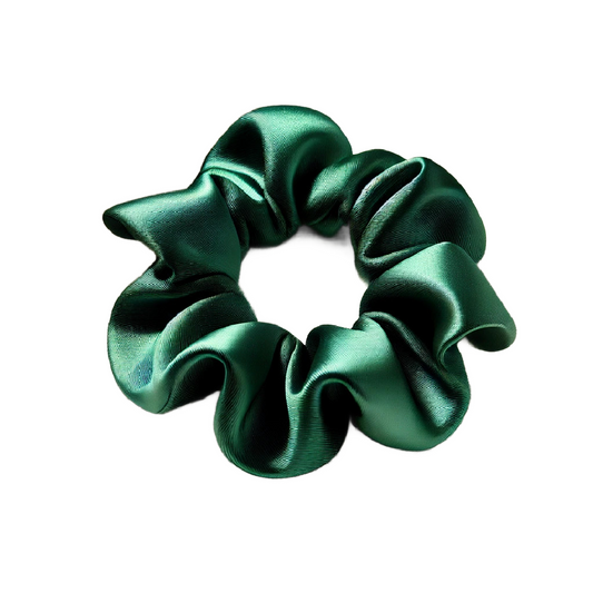 Groene satijn scrunchie