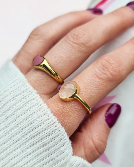 Rozenkwarts ring ovaal